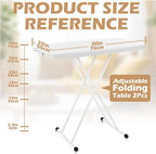 Garvee Folding Table, Plastic Personal Foldable Tables, Adjustable Rectangular Dining Table, Simple Bedside Square Table, for Party, Dining, Events, Picnic Indoor, Outdoor, Camping, 76 * 50Cm