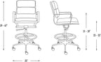 Laura Davidson Furniture SOHO II Padded Drafting Chair for Standing Desks, Standing Desk Chair - Ergonomically Designed, Commercial Grade Draft Height, Arm Rest & Cushion, Made of Faux Leather, Orange