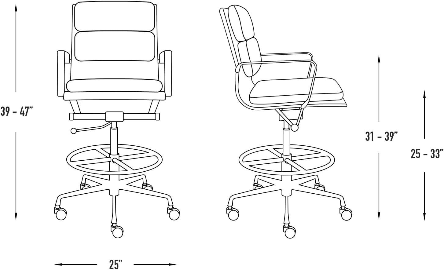 Laura Davidson Furniture SOHO II Padded Drafting Chair for Standing Desks, Standing Desk Chair - Ergonomically Designed, Commercial Grade Draft Height, Arm Rest & Cushion, Made of Faux Leather, Orange