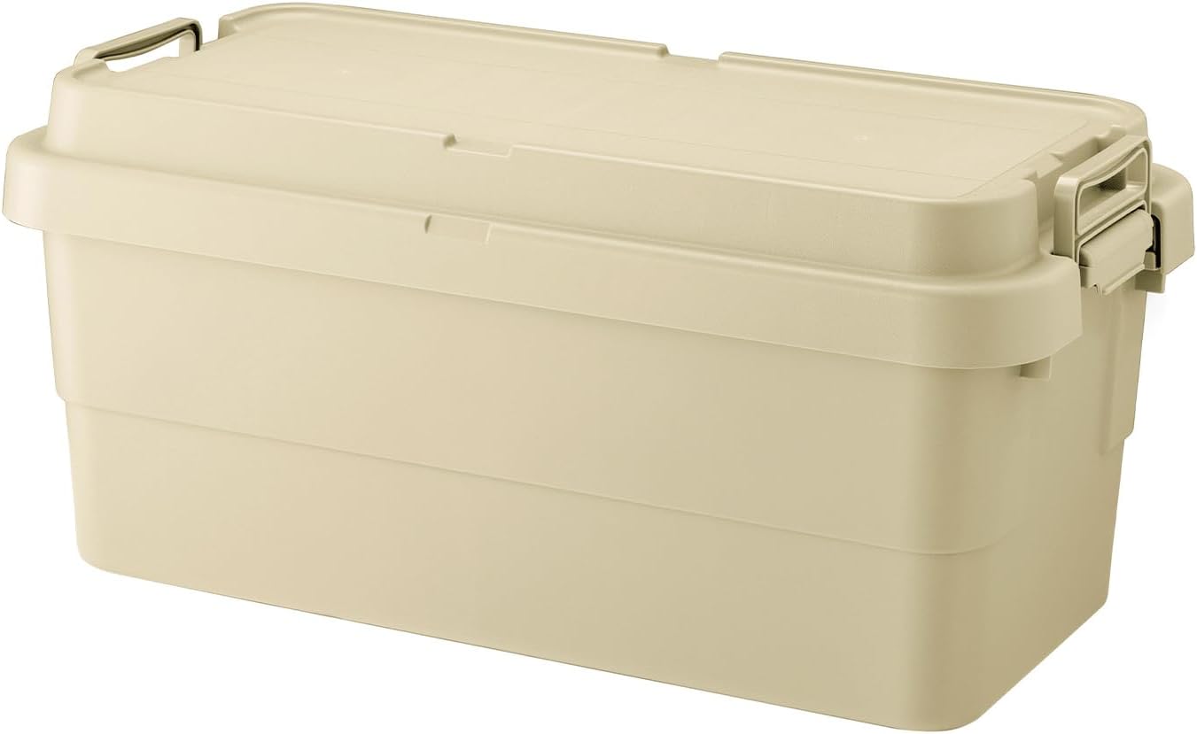 RISU GHON231 TC-70S Storage Box, Trunk Cargo, Beige, Made in Japan, Stacking, Outdoor Storage, Camping, Waterproof