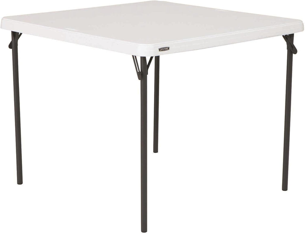 LIFETIME 80783 37-Inch Commercial Grade Square Folding Card Table, White Granite