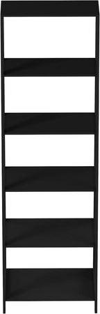 Lavish Home 5-Tier Ladder Bookshelf - Modern Freestanding Wooden Bookcase with Leaning Look Frame Design - Display Shelves for Books, Décor, and Storage in Home, Living Room or Office (Black)