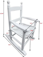 Children's Rocking Chair White, Solid Hardwood, Indoor Outdoor Use, Durable Design - Comfortable Slatted Backrest, Wide Seat, Ideal for Kids' Rooms and Patios