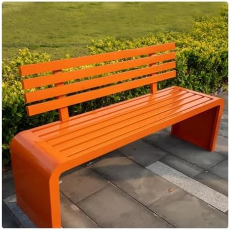 Outdoor Bench, Iron Anti-Corrosion Wood Park Bench with backrest Outdoor Bench Garden Public Leisure Seats Garden Bench(Pink,120cm)