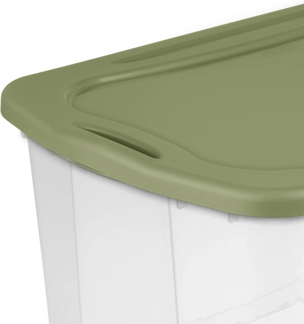 (Single) Storage Bins 70 Quart with Clear Base Stackable Storage Bins Through-Type Handle Design Depressed Lid Storage Containers for Bedding Home Other Large Items