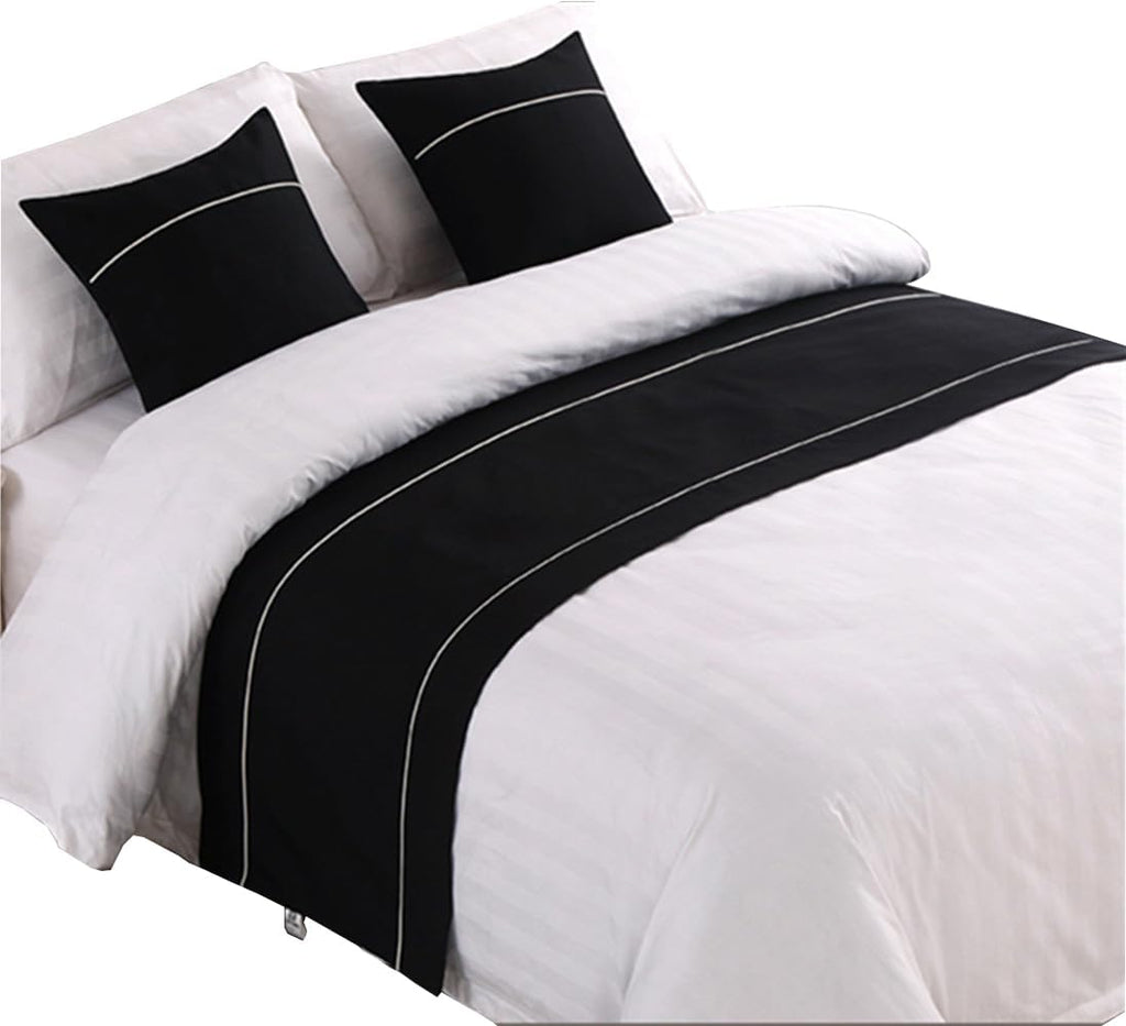 Modern Bed Runner Decorative Bed End Scarf for Home Hotel Guesthouse, Black, 82x19.5in/ 210x50cm