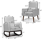 2-in-1 Fabric Upholstered Rocking Chair with Waist Pillow in Light Gray Color for Living Room or Nursery