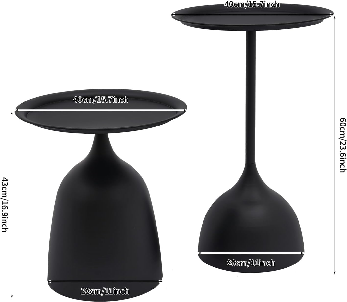 Round Side Table Set, Modern End Tables Metal Nesting Tables with Sanding Processes, Livingroom Sofa Side and Console Table Pedestal Table Nesting Coffee Tables for Living Room, Bedroom, Balcony Etc