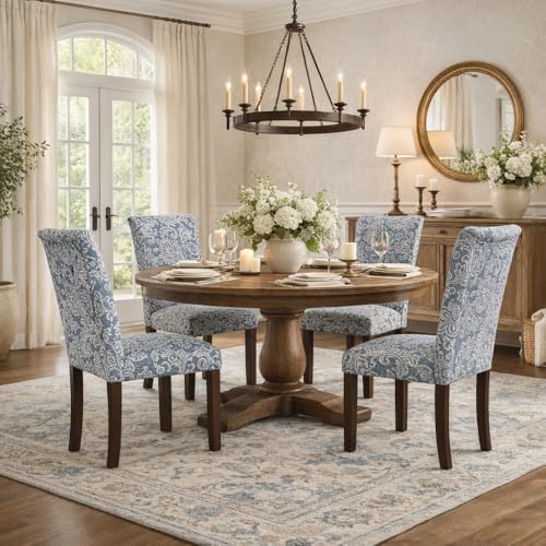 HomePop Classic Parsons Dining Chair -Denim Jacobean Print (Set of 2)
