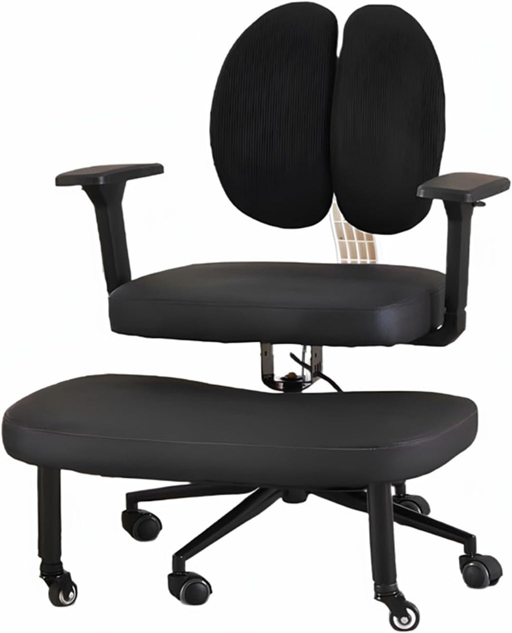 Kneeling Chair with Backrest,Rolling Cross-Leg Chair,Ergonomic Posture with Armrests,45-60cm Adjustable Positions,for Office Home(Size-1)
