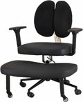 Kneeling Chair with Backrest,Rolling Cross-Leg Chair,Ergonomic Posture with Armrests,45-60cm Adjustable Positions,for Office Home(Size-1)