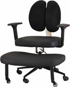 Kneeling Chair with Backrest,Rolling Cross-Leg Chair,Ergonomic Posture with Armrests,45-60cm Adjustable Positions,for Office Home(Size-1)