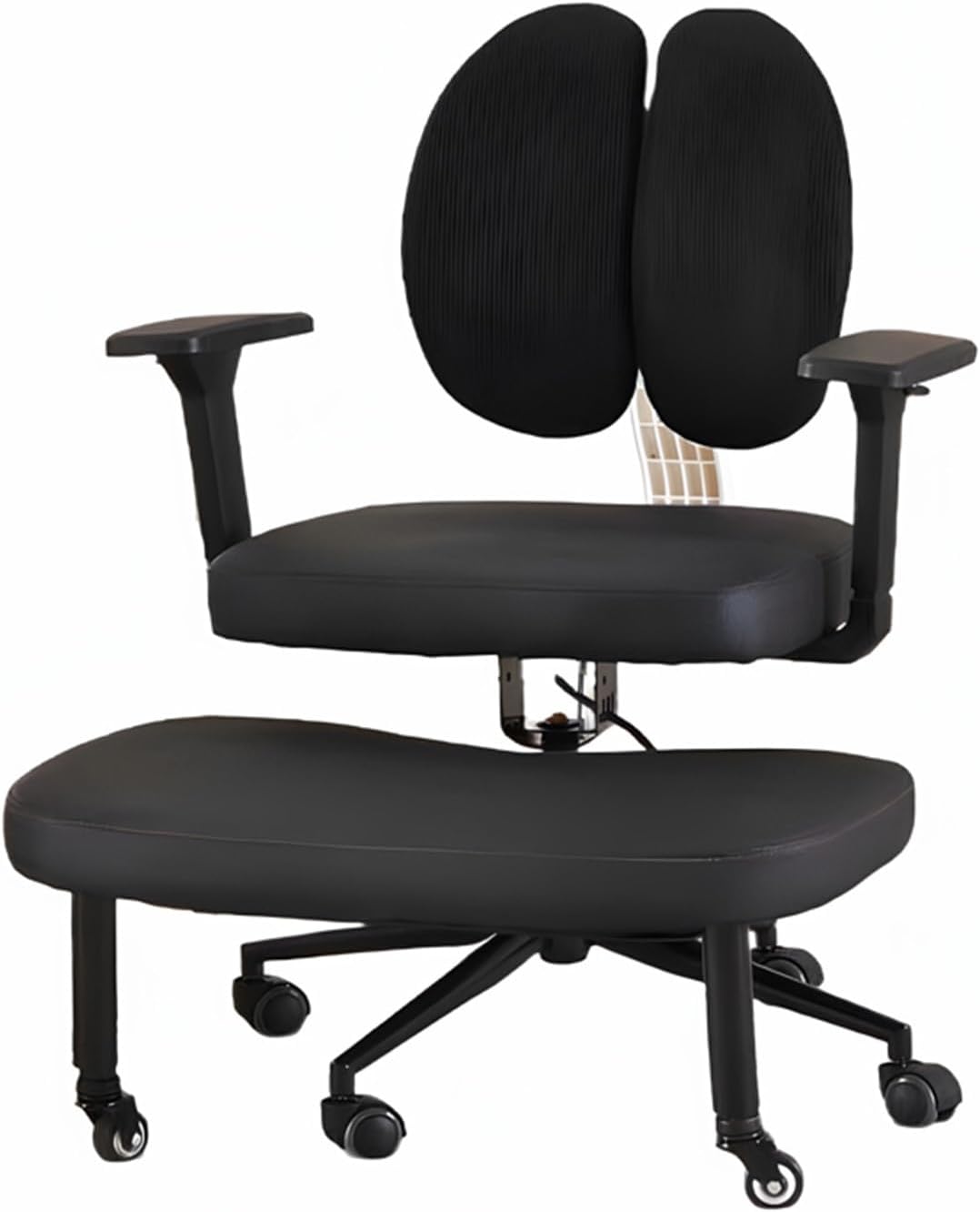 Kneeling Chair with Backrest,Rolling Cross-Leg Chair,Ergonomic Posture with Armrests,45-60cm Adjustable Positions,for Office Home(Size-1)