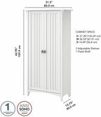 Bush Furniture Salinas Kitchen Pantry Cabinet with Doors in Pure White
