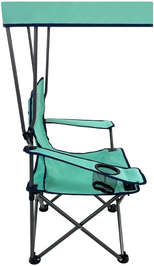 Venture Forward Youth Outdoor Canopy Chair with Adjustable Shade, Folding Kids Camping Chair with Cup Holder and Carry Bag, Portable Beach, Sports and Backyard Seating