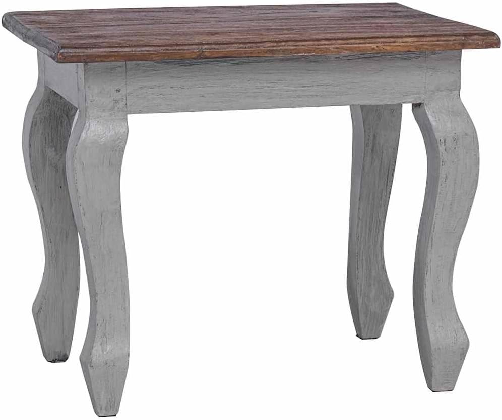 4-Piece Solid Mahogany Wood Nesting Table Set in Brown and White with Stands for Living Room, Vintage Style Stackable Side Tables for Space Saving Design