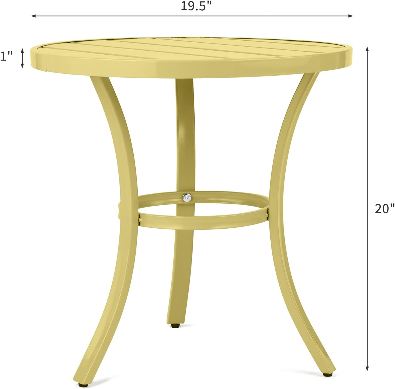 Outdoor Round Side Table, Small Metal Table Patio End Table Coffee Bistro Table for Indoor Outdoor (Light Yellow)