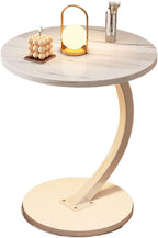 C Shaped Side Tables for Small Spaces Under Sofa End Table for Couch Wood Tabletop & Metal Legs, Small Round Coffee Tables for Living Room, Bedroom, Balconies, Tea Rooms, Offices, And Dormitories