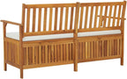 Solid Acacia Wood Patio Storage Bench with Cushion, 58.3 Inch Indoor Outdoor Seating and Organizer