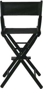 Tall Directors Chair Foldable 46'', Makeup Chair Black for Makeup Artist, 250lbs Capacity Solid Hardwood,Black