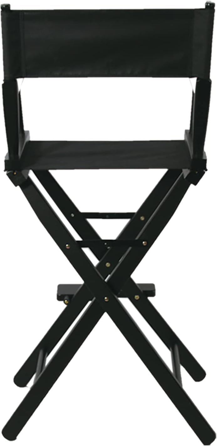 Tall Directors Chair Foldable 46'', Makeup Chair Black for Makeup Artist, 250lbs Capacity Solid Hardwood,Black