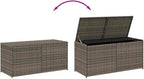 Patio Storage Bench Gray 74.8 Gal Poly Rattan Garden Storage Box with Waterproof Bag and Gas Spring