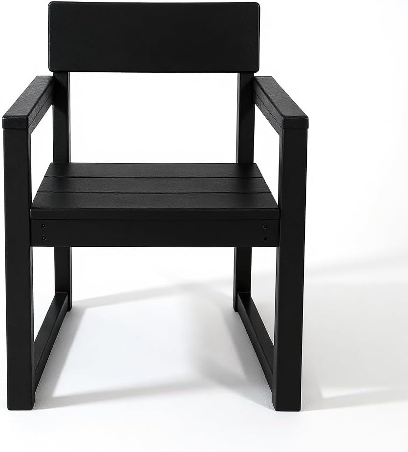 Black HDPE Outdoor gArmchairs with backres Modernist Designt Chairs