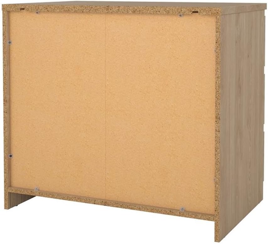 Pemberly Row Contemporary 3-Drawer Chest, Engineered Wood, Jackson Hickory Finish, Compact Design, Handle-Free Drawers, Smooth Metal Glides, Dorm or Small Living Space Storage Solution
