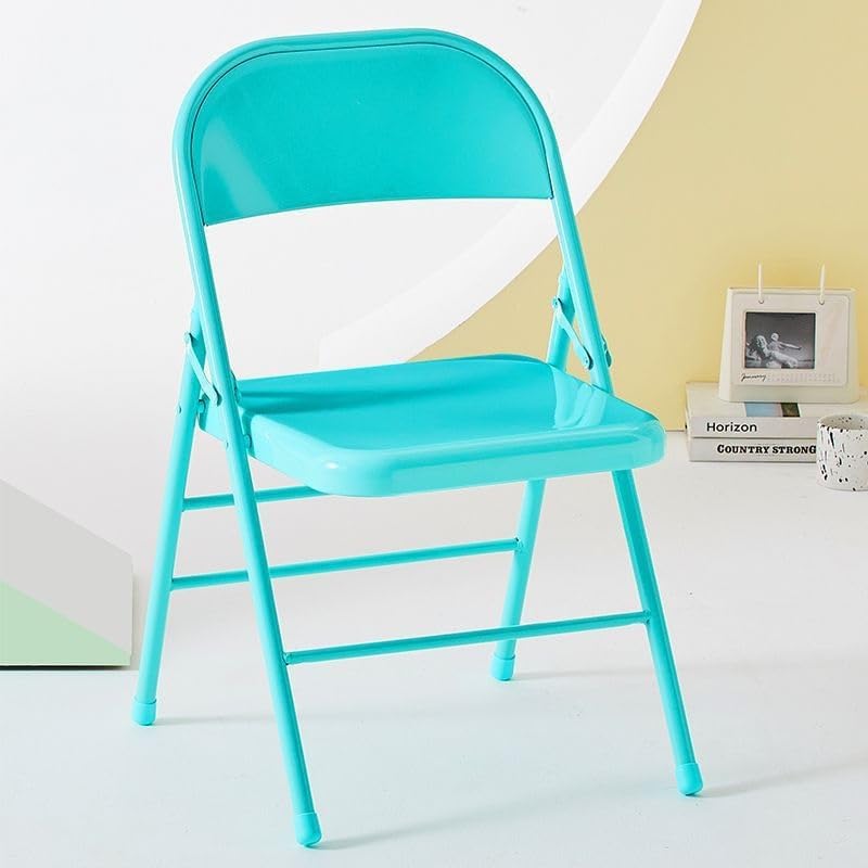 Folding Chair with Padded Curved Backrest Portable Folding Chair for Home Office Parties Lightweight Easy Storage(Blue1)