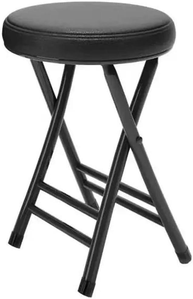 ILOOXI Cushioned Padded Folding Stool Stackable Portable Folding Chair Round Folding Bar Stool 330lb Capacity Foldable Stool for Home Kitchen Dining Breakfas (Color : Black, Size : 50cm/20in)