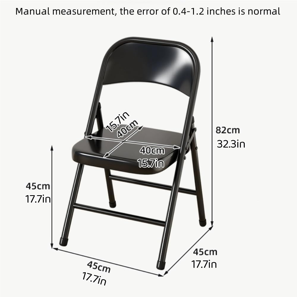 All-Steel Frame Folding Chair, Lightweight Single Chair, Metal Collapsible Chair, Stackable Chair for Bedroom, Living Room(Gray)