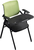 Black Folding Office Chair with Writing Pad Comfortable Armchair for Conference Room Staff Training