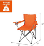 Four-fold Camping Chair with Cup Holder, Bright Orange.