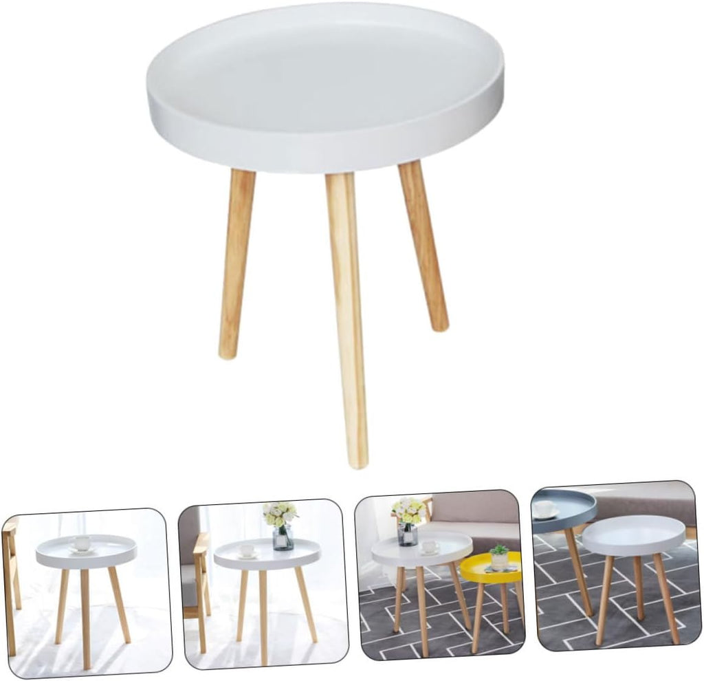 Levemolo Mini Round Sofa Side Table Nordic Style Household Corner Table White for Living Room Balcony Use