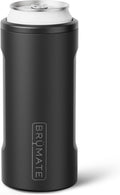 BrüMate Hopsulator Slim Can Cooler Insulated for 12oz Slim Cans | Skinny Can Insulated Stainless Steel Drink Holder for Hard Seltzer, Beer, Soda, and Energy Drinks (Matte Black)