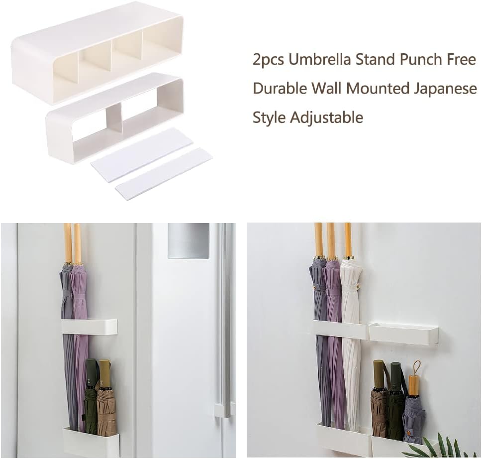 Umbrella Stand Holder Indoor, Wall Mounted No Punching Umbrella Storage Rack, Detachable Japanese Style Umbrella Stand Space Saving for Hotel Hallway Home Office