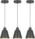 Industrial Pendant Lights, Black Pendant Light Fixtures, Vintage Kitchen Island Light with Black Metal Shade, Farmhouse Pendant Lights for Dinning Table Bedroom Bar - Black, 3 Packs
