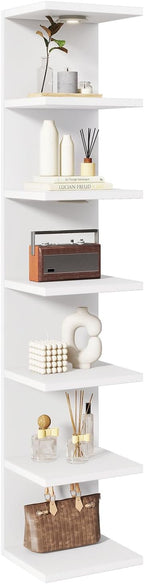 IBUYKE 7 Tier Wall Shelf Unit Floating Shelves with LED Lights,Lack Shelf for Wall Storage,Wall Mounted Vertical Display Shelf for Bedroom,Office,Bathroom White WBC017W