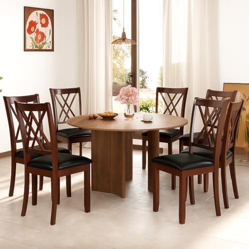 NAFORT Wooden Dining Chairs Set of 6, High Back Kitchen Chairs, Vintage Dining Room Chairs with Solid Rubber Wood Legs, Max Load 360 Lbs, Perfect for Kitchen, Dining Room, Cafe, Restaurant