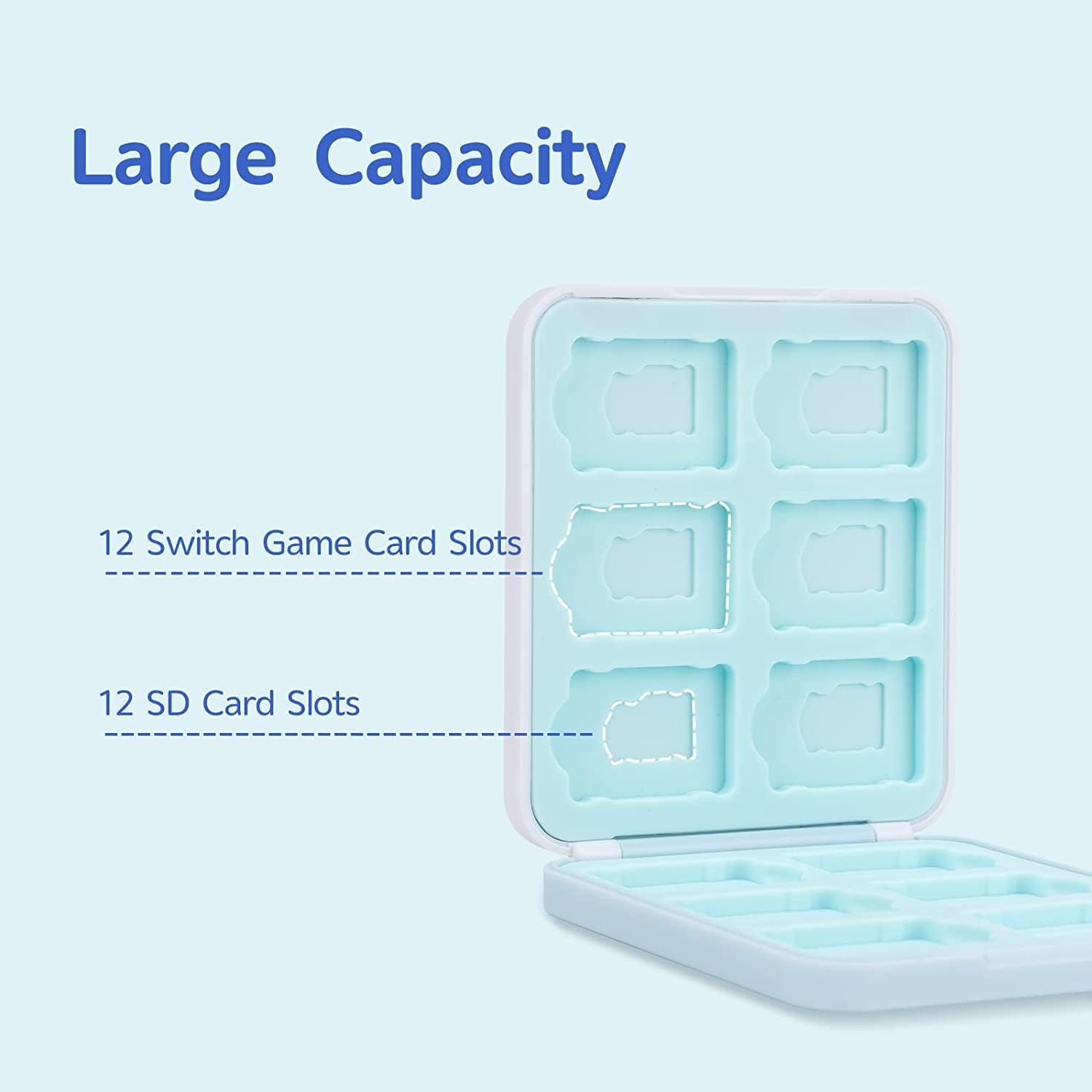 GeekShare Portable Switch Game Card Case-Switch Game Holder Case with 12 Game Card Slots-Game Card Cartridge Carrying Storage Box Compatible with Nintendo Switch- Cute Shark, Multicolor