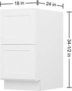 Furinno Shaker Drawer Base Kitchen Cabinet with 2-Drawers, Ready to Assemble, 24 D x 18 W x 34.5 H, White