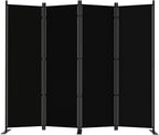 SUNALLY Room Divider 6FT Folding Privacy Screens, 4 Panel Fabric Divider for Room Separation, 88" W Freestanding Portable Wall Dividers Screen for Home Dorm Studio Office, Black
