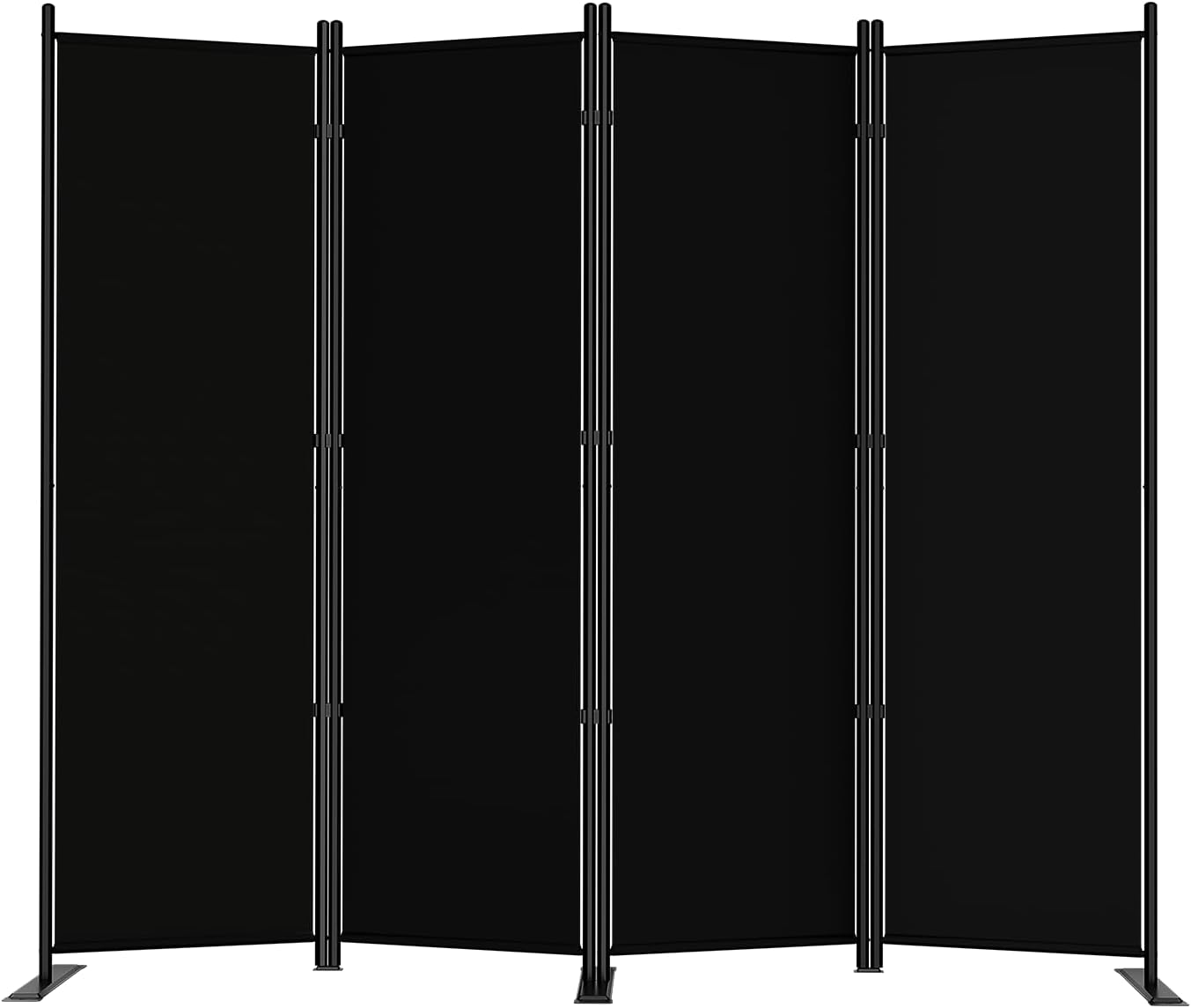 SUNALLY Room Divider 6FT Folding Privacy Screens, 4 Panel Fabric Divider for Room Separation, 88" W Freestanding Portable Wall Dividers Screen for Home Dorm Studio Office, Black