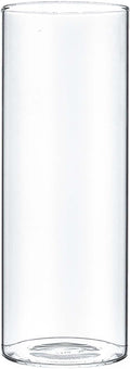 CYS EXCEL Clear Glass Cylinder Flower Vase (H:8" D:3") Hurricane Floating Candle Holder Table Wedding Centerpiece Home Decor