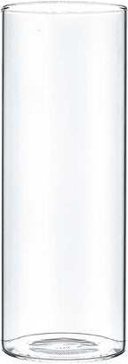 CYS EXCEL Clear Glass Cylinder Flower Vase (H:8" D:3") Hurricane Floating Candle Holder Table Wedding Centerpiece Home Decor