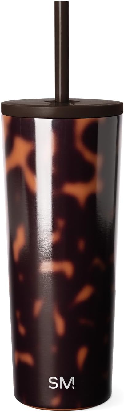 Simple Modern Classic Tumbler with Straw Lid | Insulated Iced Coffee Cup Reusable Stainless Steel Water Bottle Travel Mug | Gifts for Women Men Her Him | 24oz | Tortoise