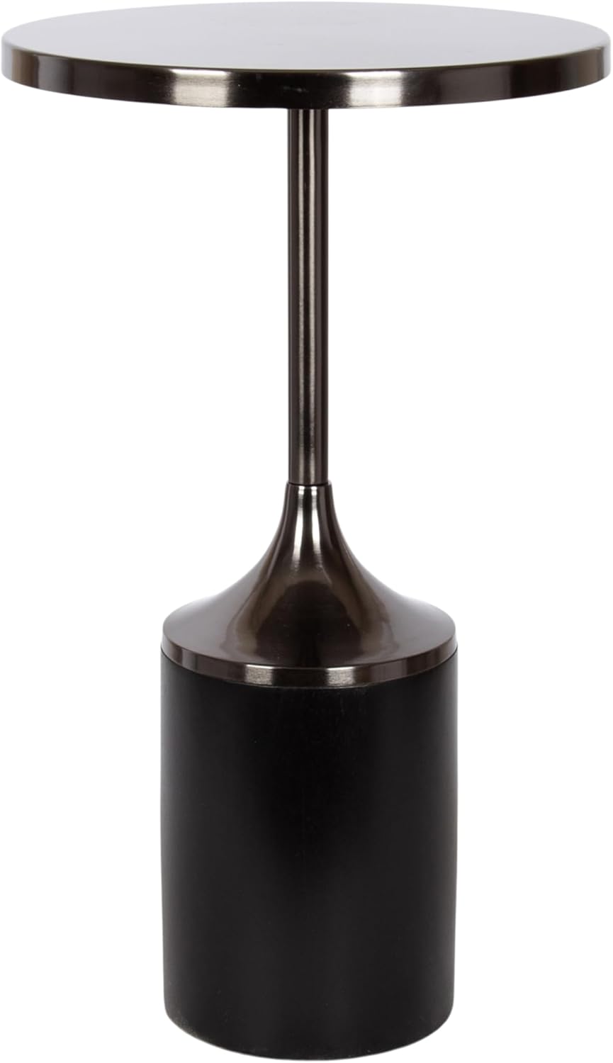 Kate and Laurel Whelan Modern Metal Round Side Table, 14 x 14 x 24, Gunmetal and Black, Transitional Sculptural Indoor Plant Stand for Living Room End Table or Bedroom Nightstand