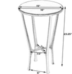Beaumont Lane Transitional Side Table, 16" Round White Marble Top, Gold Aluminum Base with Hammered Detailing, Contemporary Accent Table for Living Room or Bedroom