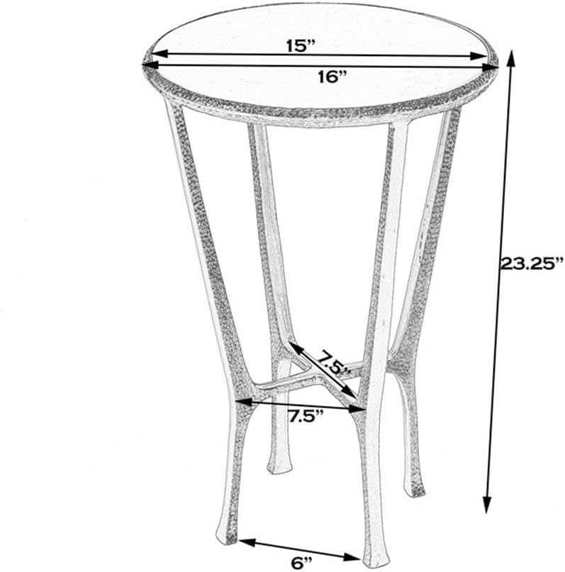 Beaumont Lane Transitional Side Table, 16" Round White Marble Top, Gold Aluminum Base with Hammered Detailing, Contemporary Accent Table for Living Room or Bedroom