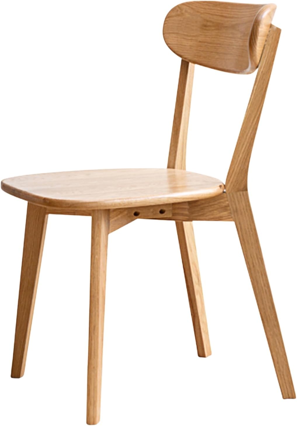 100% Solid Wood Dining Chairs,Mid Century Modern Dining Chairs with Rounded Backrest,Kitchen,Dining Room Chairs Set of 1/2/4 (1, Natural Color)